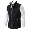 💥2025 New Arrivals!Men's Solid Color Vest Jacket, Men's Casual Stand-up Collar Sleeveless Knitwear