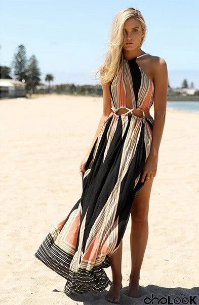 Haltel Bohemian Style Multi Color Maxi Dress