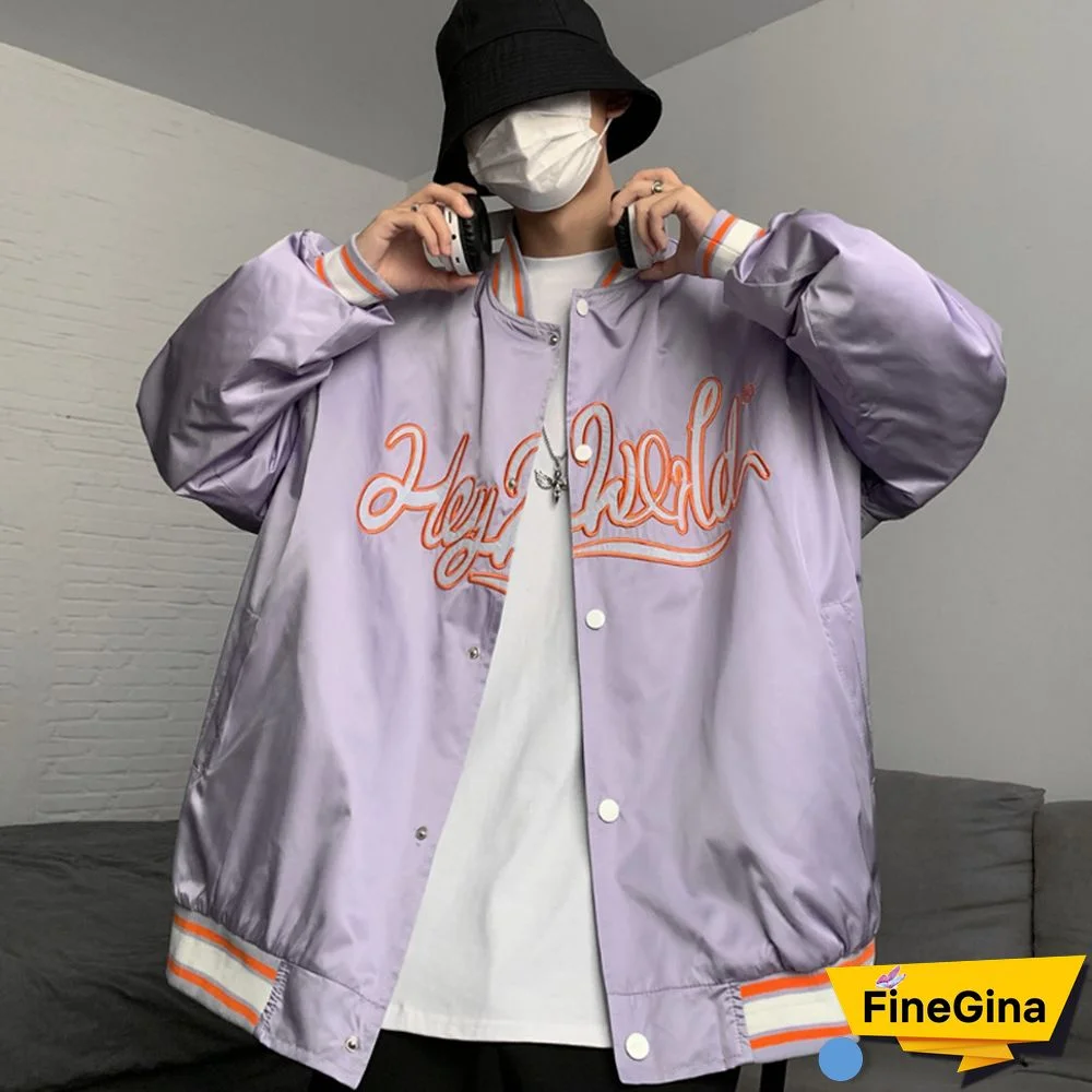 Fashionable Stand Collar Letter Print Jacket