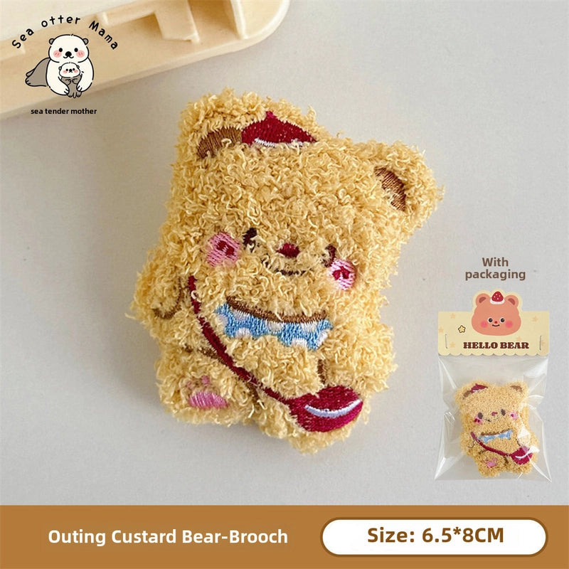 Cute Speechless Bear Doll Pendant Brooch Girl Heart Backpack Clothing Accessories Keychain Pendant