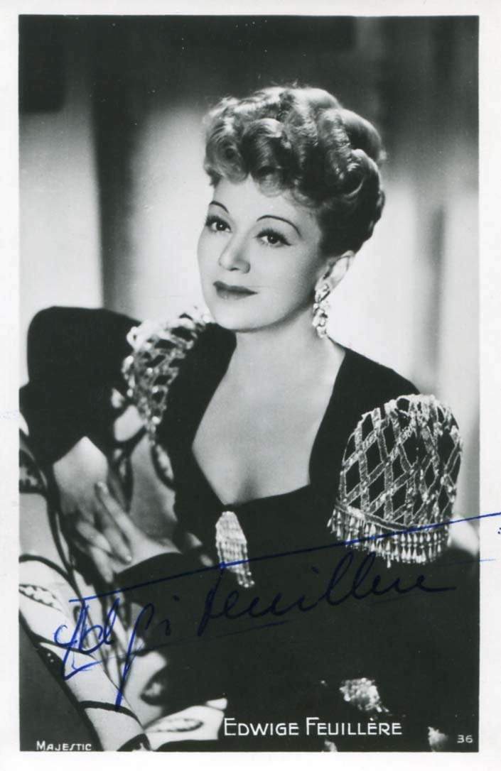 Edwige Feuillere (+1998) French actress autograph, signed vintage Photo Poster painting