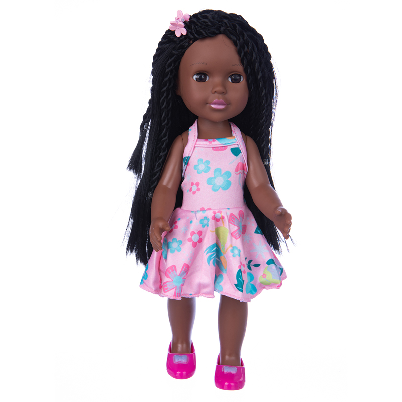 14in Soft Silicone Vinyl brown skin dolls with long hair doll has ...