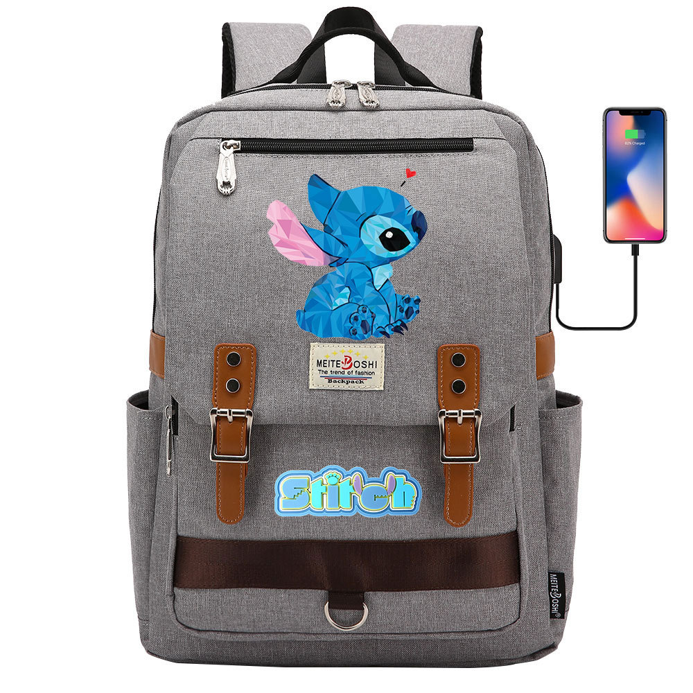 Stylish Lilo & Stitch Backpack with USB Charging and 15-Inch Laptop Compartment - Perfect for School and Travel-Mayoulove