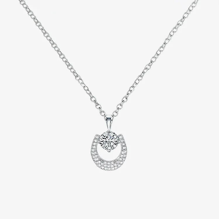 For Unbiological Daughter - We're Forever Linked Together Diamond Horseshoe Necklace