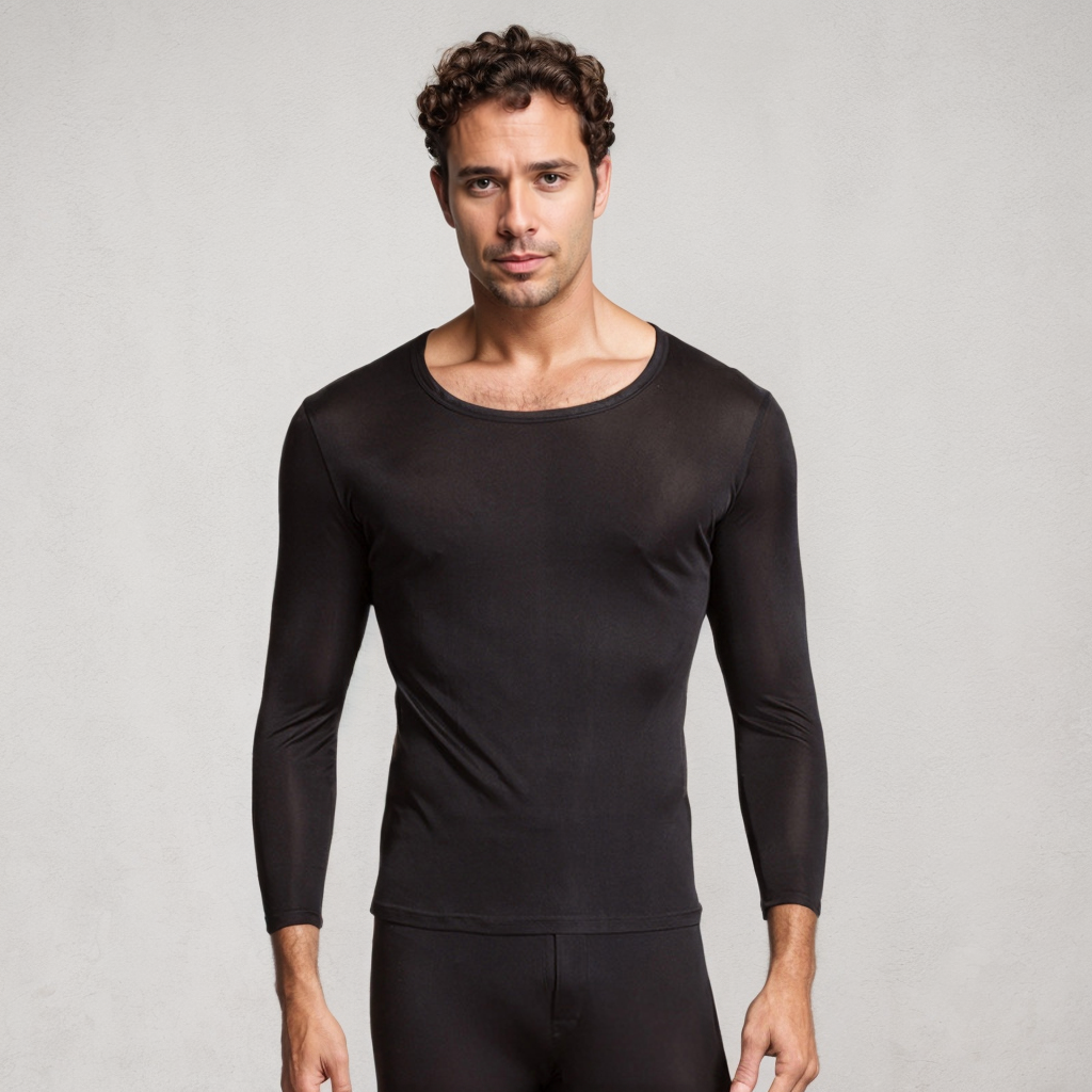 Men's Long Sleeves Silk Base Layer REAL SILK LIFE