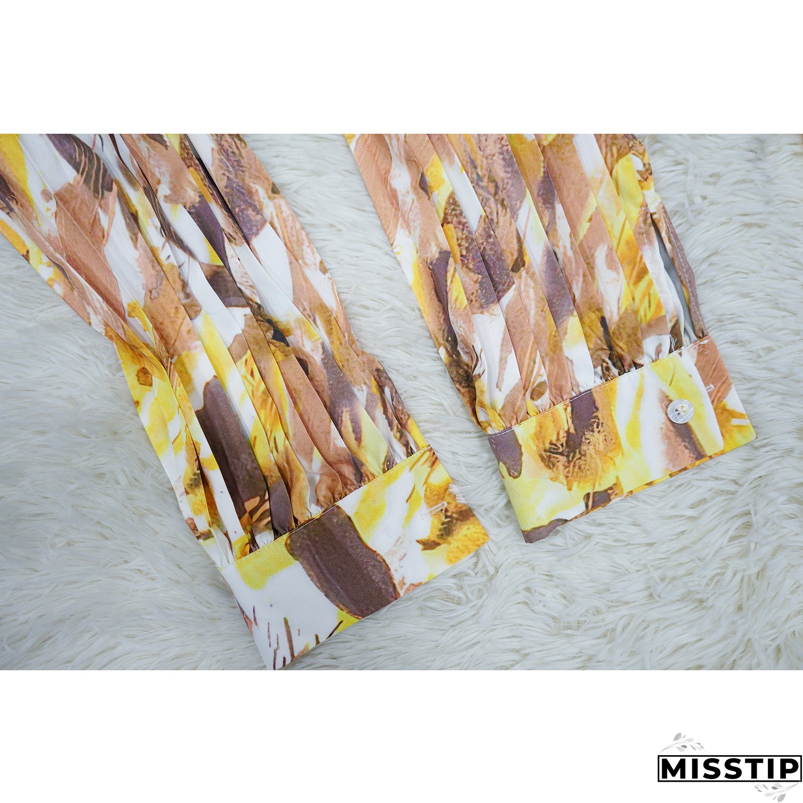 Women Lantern Long Sleeve Top and Wide Leg Pants Printed Casual Two-piece Set