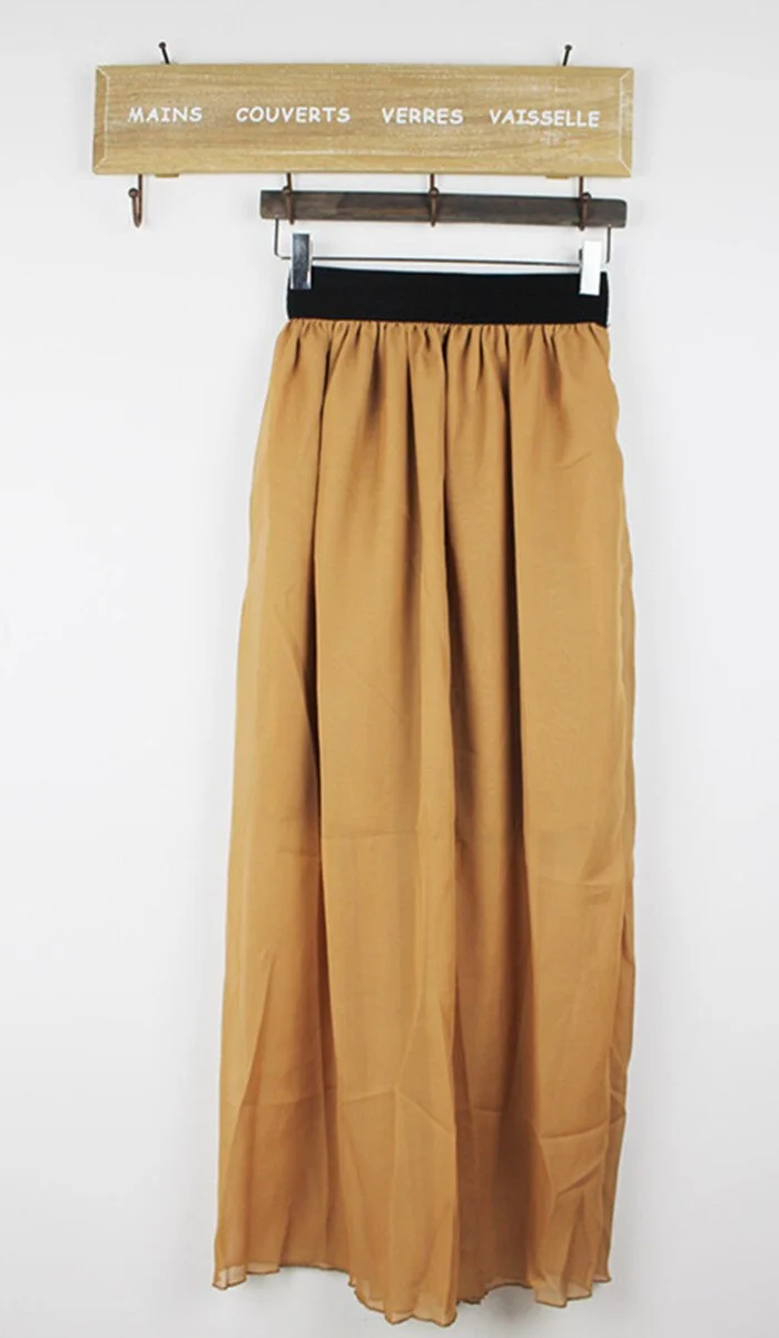 Hot Sale 2019 Summer Fashion Bohemian Double Layer Chiffon Pleated Elastic Waist long Maxi Skirt Drop Shipping