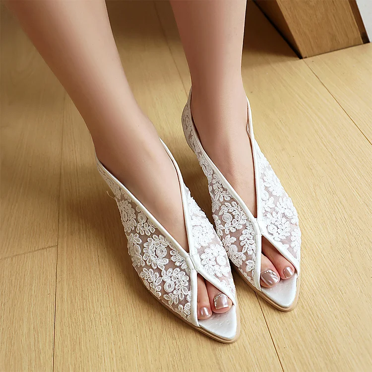 Floral Pattern Mesh Peep Toe Slingback Sandals Heels