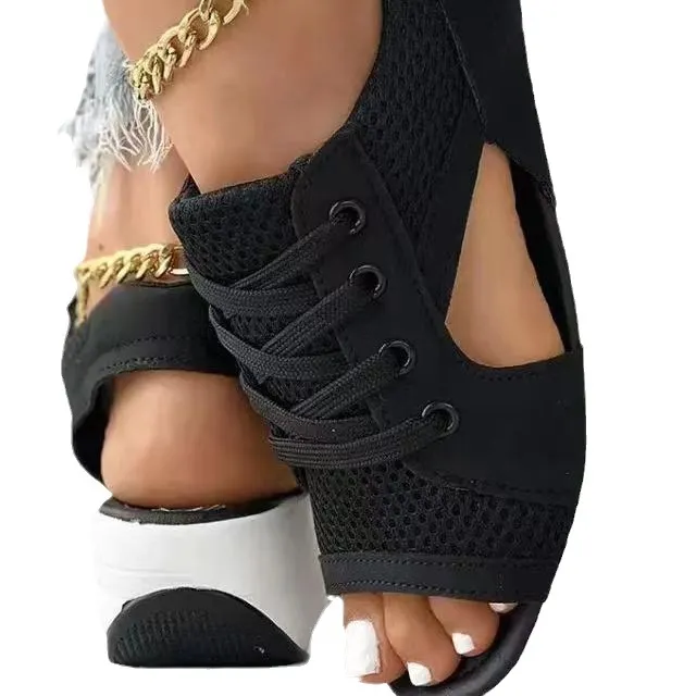 Breakj Breakj Large Summer New Rocking Women's Sandals Pine Cake Thick Soles With Sandals Beach Shoes 43 Yards