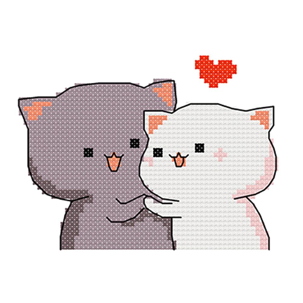 

Couple Cat - 11CT Stamped Cross Stitch - 25*20CM, 501 Original