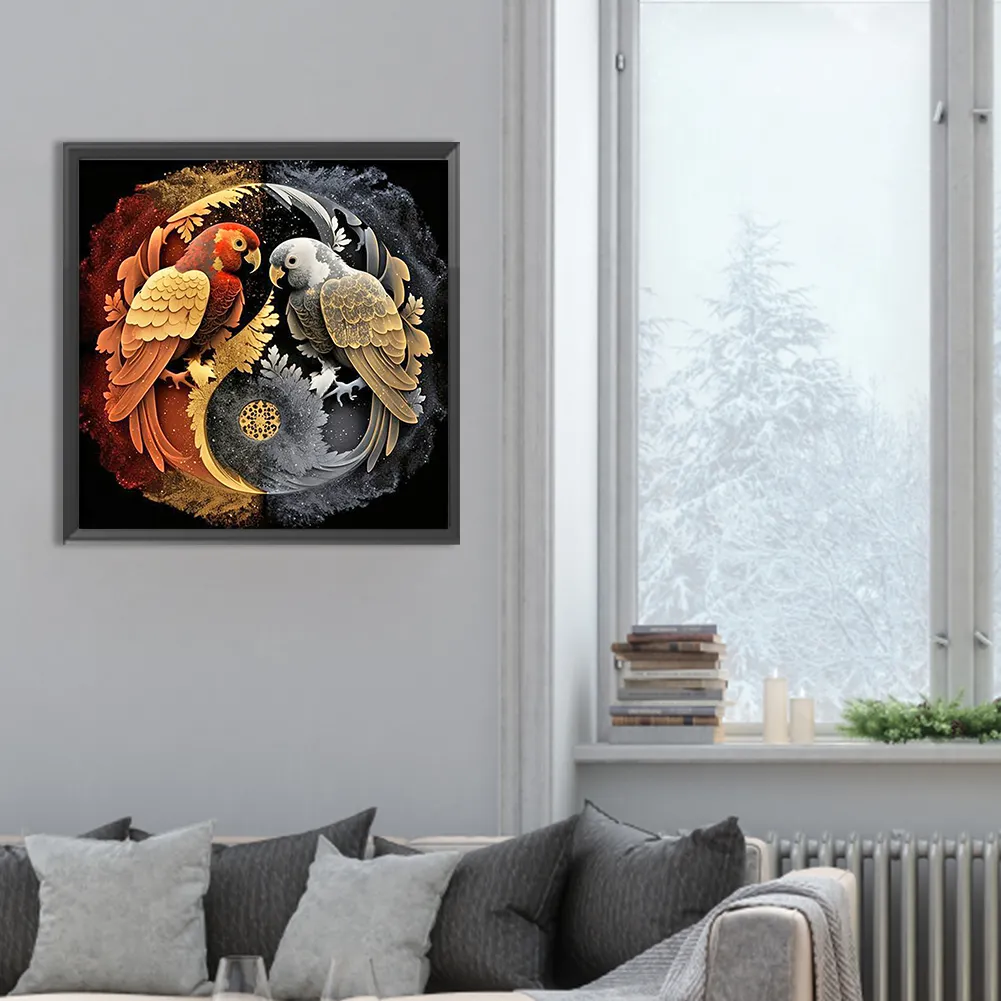 Diamond Painting - Full Round Drill - Yin Yang Parrot(Canvas|30*30cm)