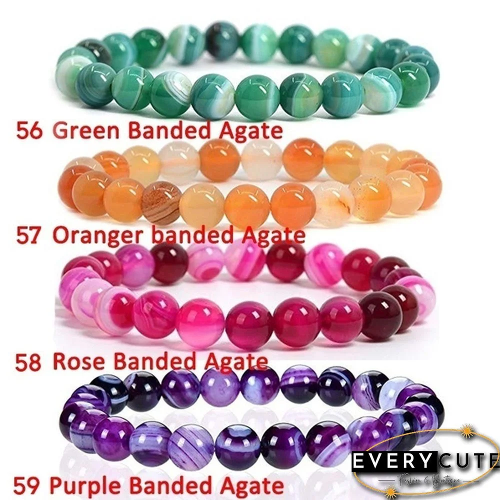 Natural Gemstone Round Beads 8mm Bracelets Apatite / Agate /amethyst /watermelon /Rose Quartz /Morgan Stone/malachite/Tiger Eye Fashion Bracelet 75 Styles