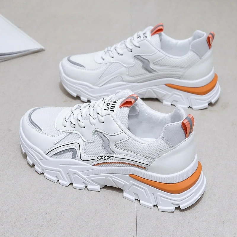 2022 New Women Platform Chunky Sneakers Mesh Breathable Sport Shoes Woman Fashion Thick Sole Walking Ladies Casual Shoes
