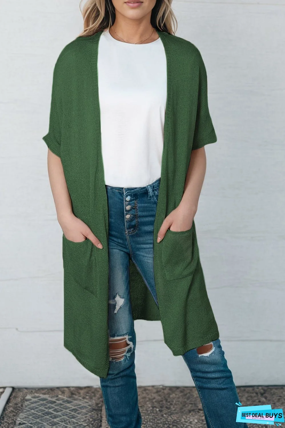 Open Front Sweater Cardigan with Pockets