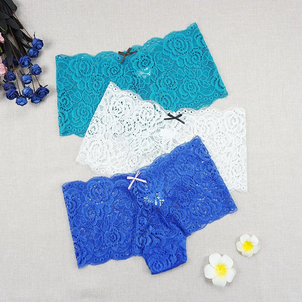 Billionm Sexy Women's Panties Boyshort Lace Underwear Plus Size Woman Boxers Seamless Transparent Pants Solid Underpants S-4XL