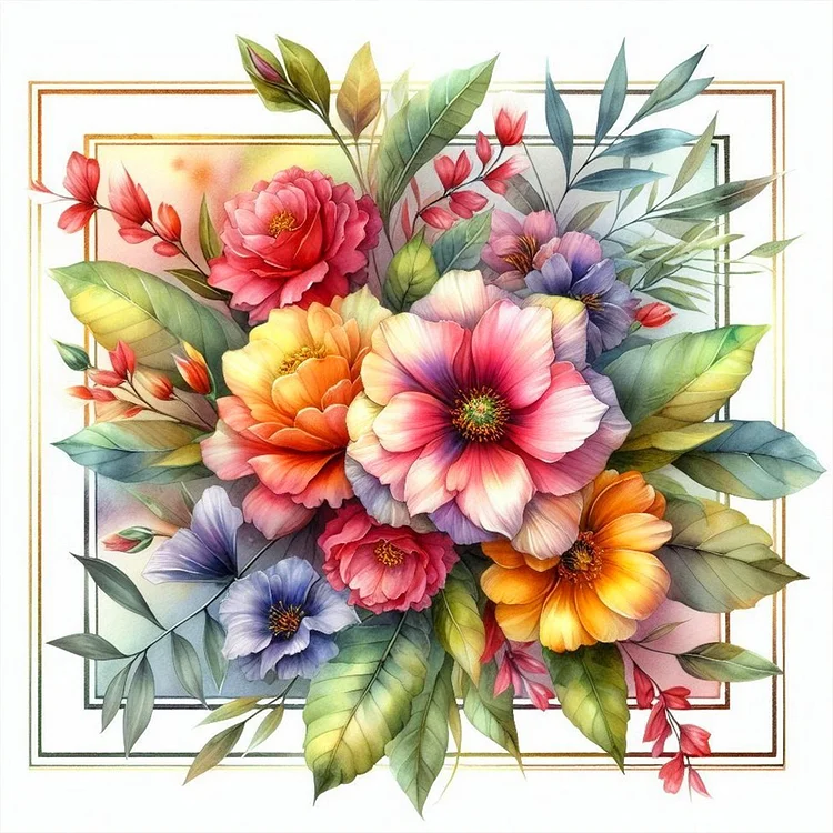 Flowers Overflowing The Frame 30*30CM (Canvas) Full Round Drill Diamond Painting gbfke