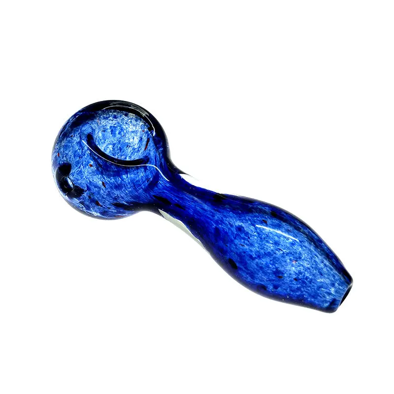 Fumed Sea Blue Inside-Out Frit Spoon Pipe for Smoking