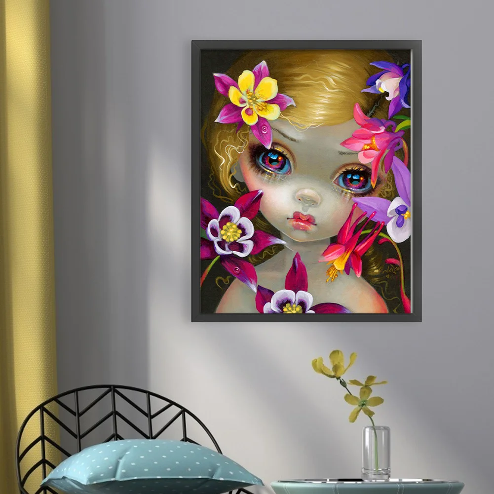 DIY Stamped Cross Stitch 11CT Full Embroidery 40*50cm - Big Eyes Girl