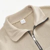 Men's Casual Jacquard Stand Collar Half Zip Wool Sweatshirt by Inlyline