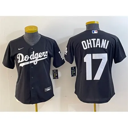 Women's Los Angeles Dodgers #17 Shohei Ohtani Black Stitched Jersey(Run Small) 1339