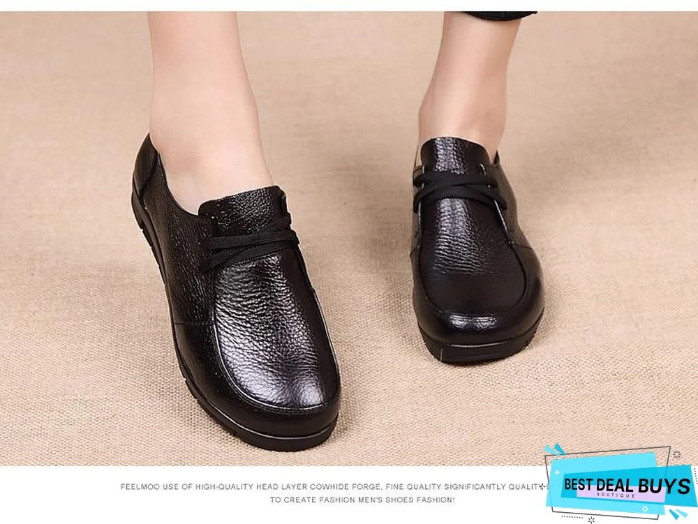 Women Flats Genuine Leather Casual Loafers Shoes
