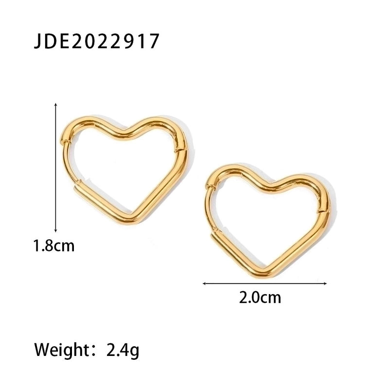 Romantic Heart Shape Gold Plated 304 Stainless Steel Earrings