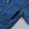 Baby Kid Girl Boy Lapel Collar Button Denim 2 Pcs Sets