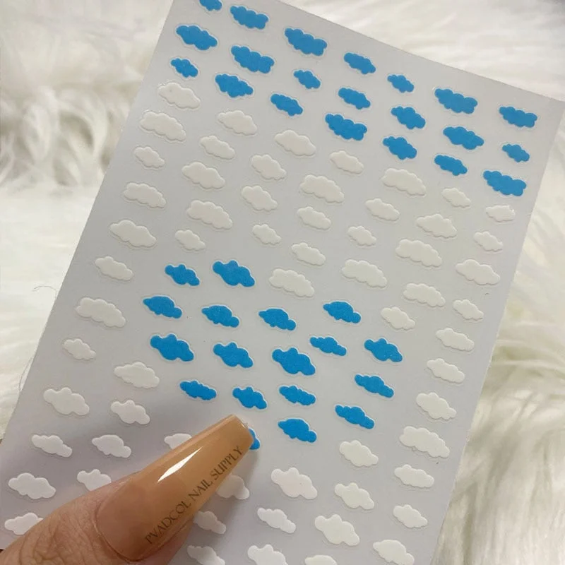 Cloud Nail Art Stickers 3D Decal Self-adhesive Stars Bubble Stickers for Salon Manicure Nails Decoration-Nail Inspo