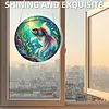(18.5cm)DIY Acrylic Jigsaw Puzzle Window Hanging with Hanging Chain DIY Stained Glass Decoration Round Window Puzzle Decor for DIY Craft Project (Goldfish)