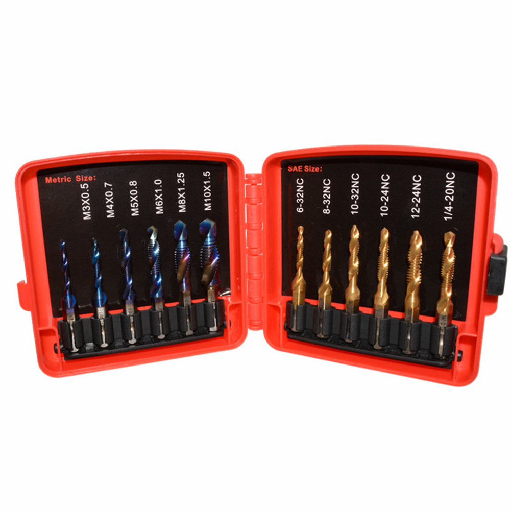 

12pcs Hex Shank Compound Taps Set High Speed Steel Threaded Tap Drill Bits, 501 Original