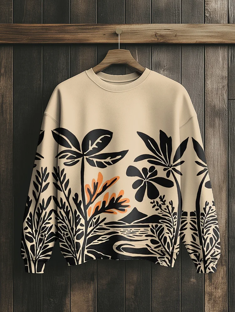 Men's Flower VacationArt Painting Print Casual Sweatshirt