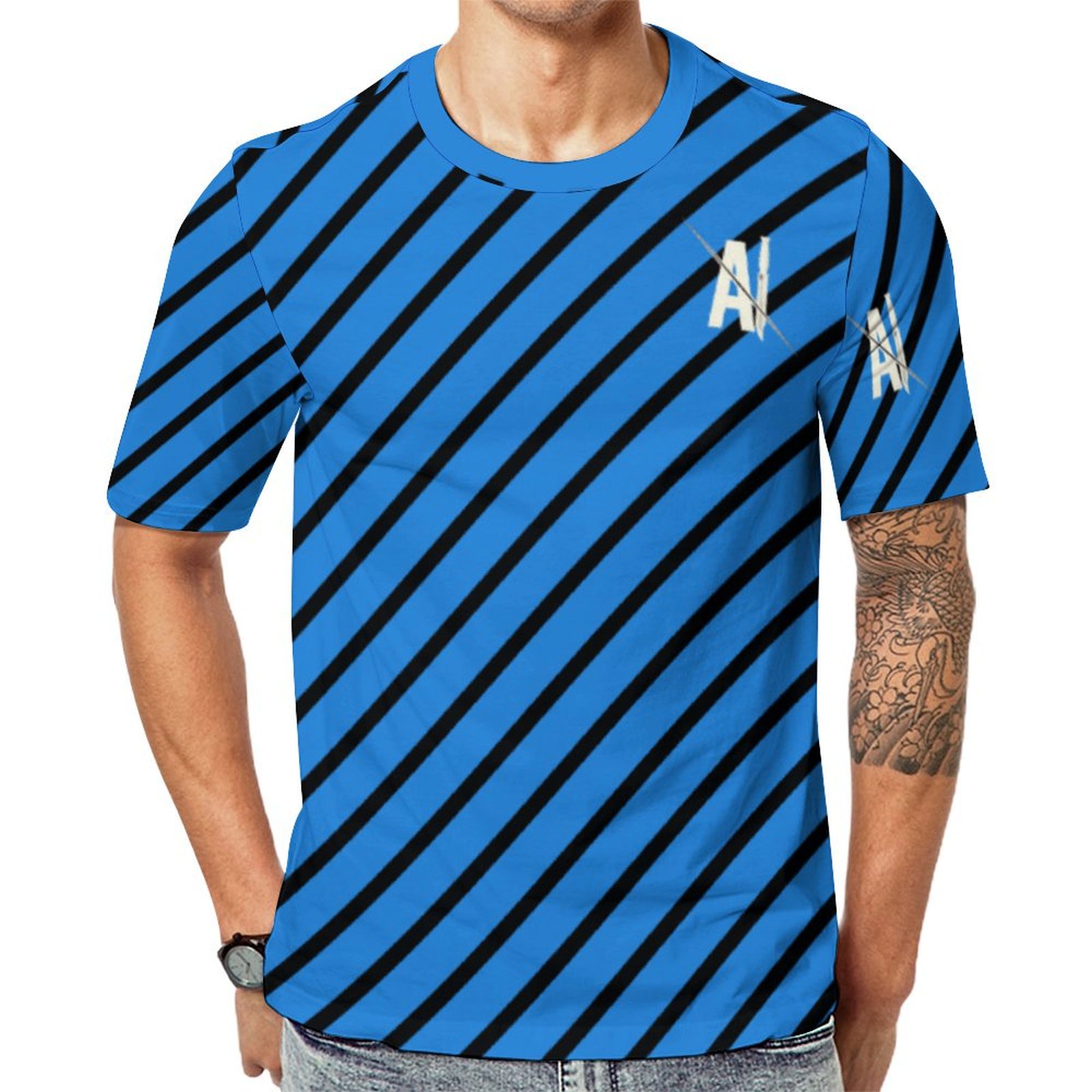 Black Lines Striped Short Sleeve Print Unisex Tshirt Summer Casual Tees for Men and Women Coolcoshirts