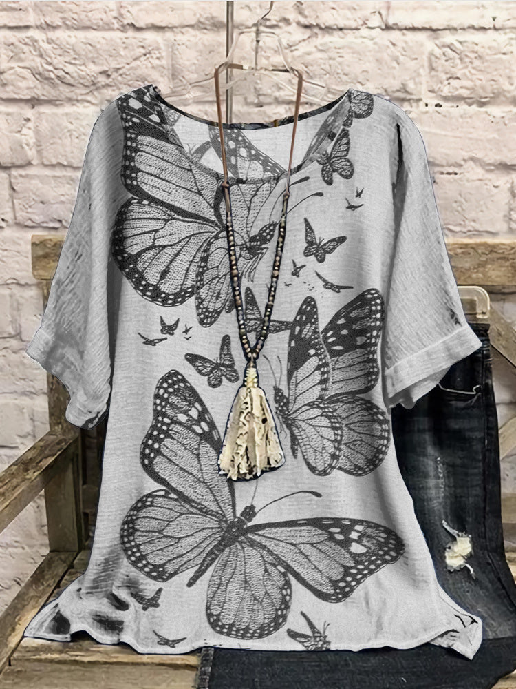 Women Long Sleeve V-neck Graphic Floral Printed Top