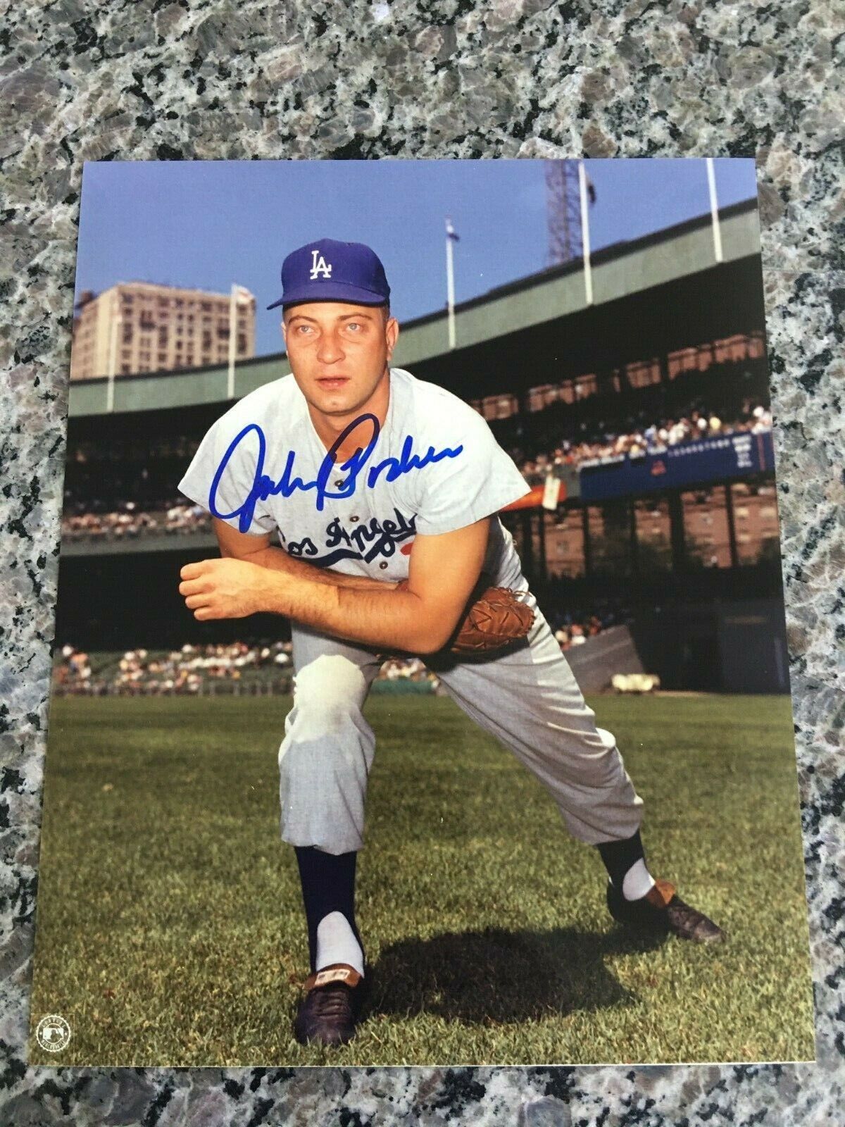 JOHNNY PODRES BROOKLYN/L.A. DODGERS 4 TIME WORLD SERIES CHAMPION SIGNED Photo Poster painting