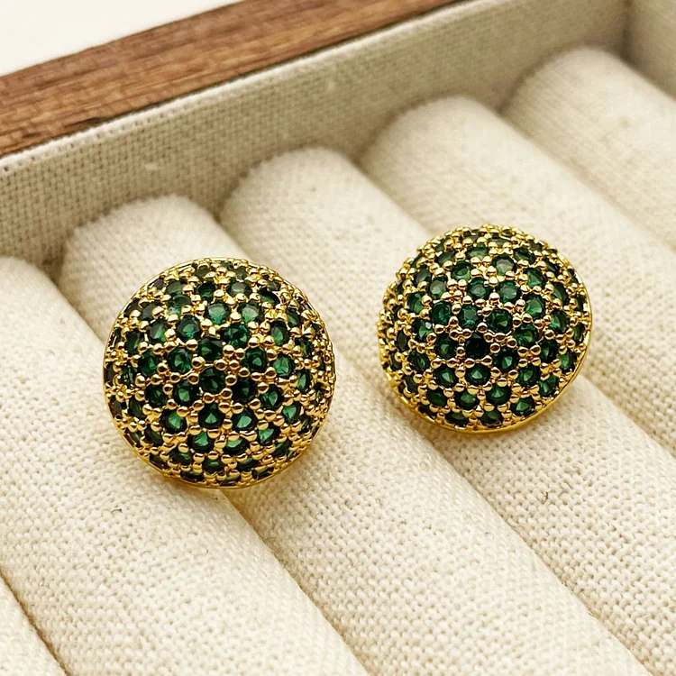 Retro Hemisphere Zircon Earrings