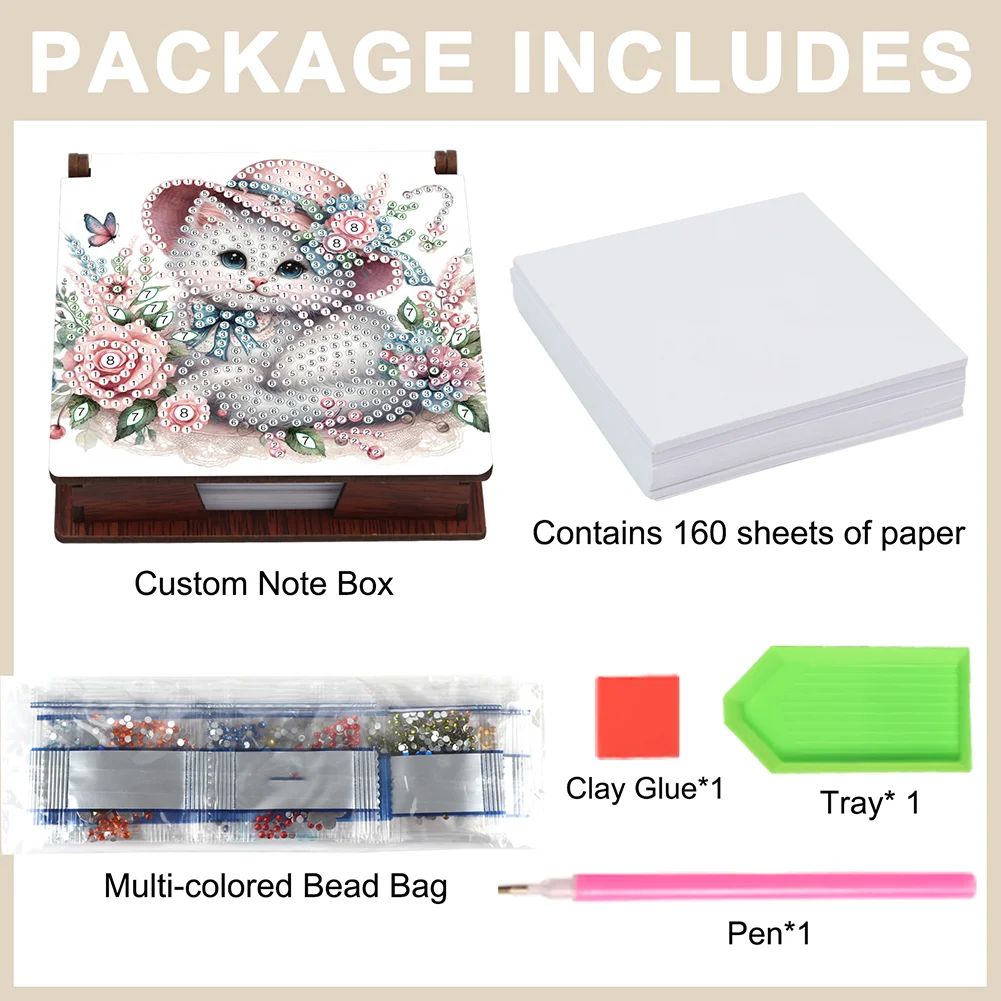 DIY Cat Diamond Painting Note Box Paper 160 Sheets of Paper for DIY Art Craft