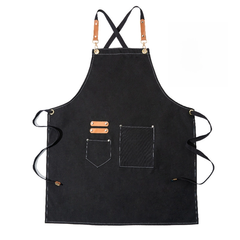 Apron Custom Logo Printing Milk Tea Barista Work Clothes Men's And Women's Korean Style Hot Dyer Cotton Canvas Apron