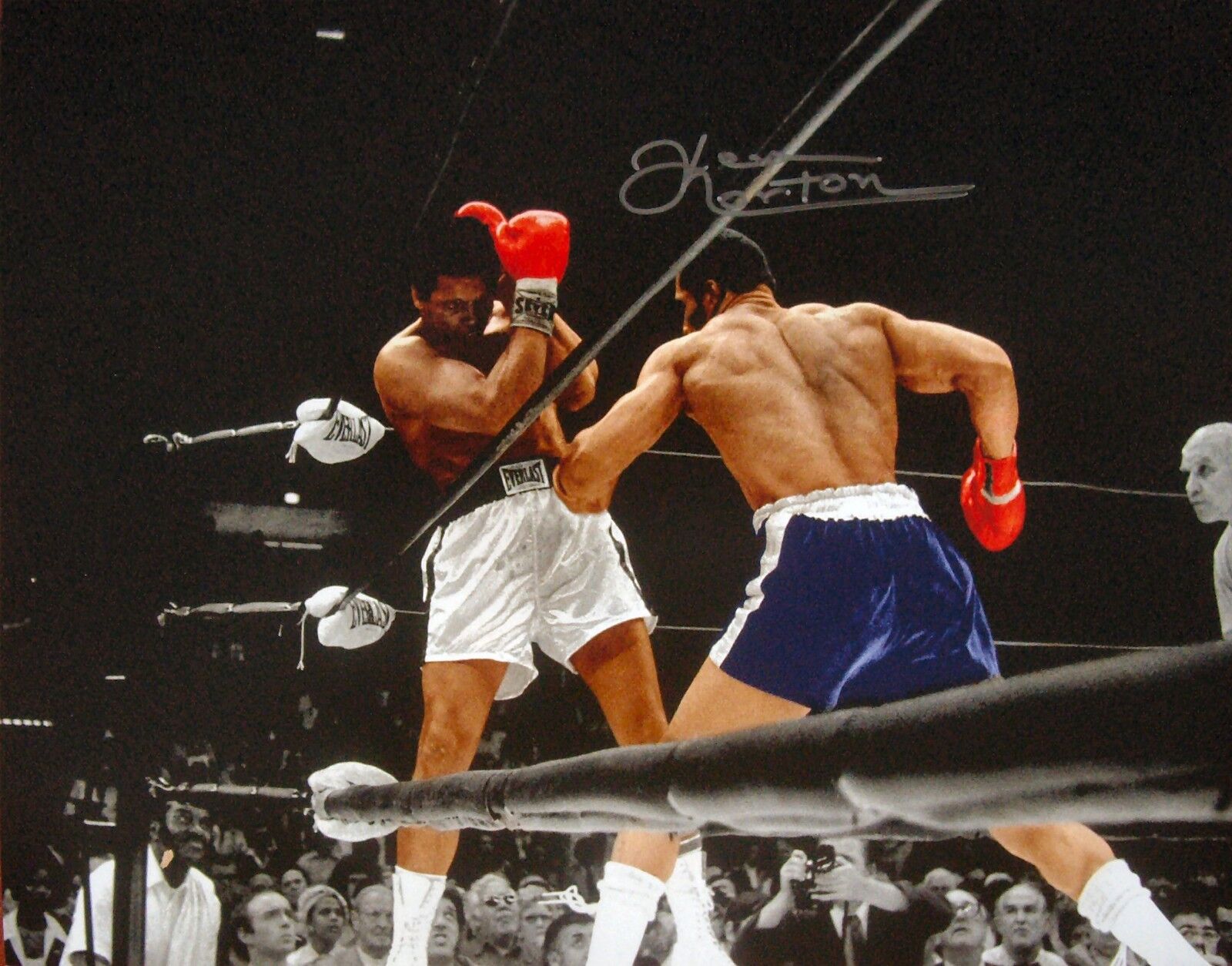 KEN NORTON WORLD CHAMPION SIGNED 16x12 BOXING Photo Poster painting v MUHAMMAD ALI COA & PROOF