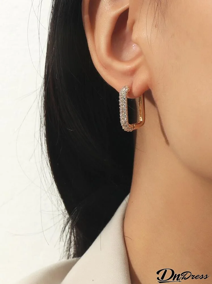 Zircon Decor Hoop Earrings
