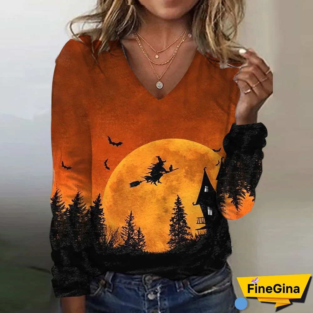 Elegant Long Sleeve Print Top