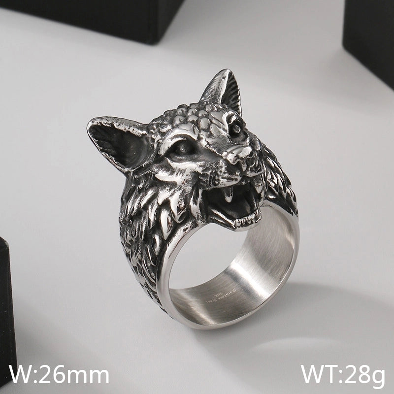 Jewelry Vintage Style Wolf 304 Stainless Steel 18K Gold Plated Rings