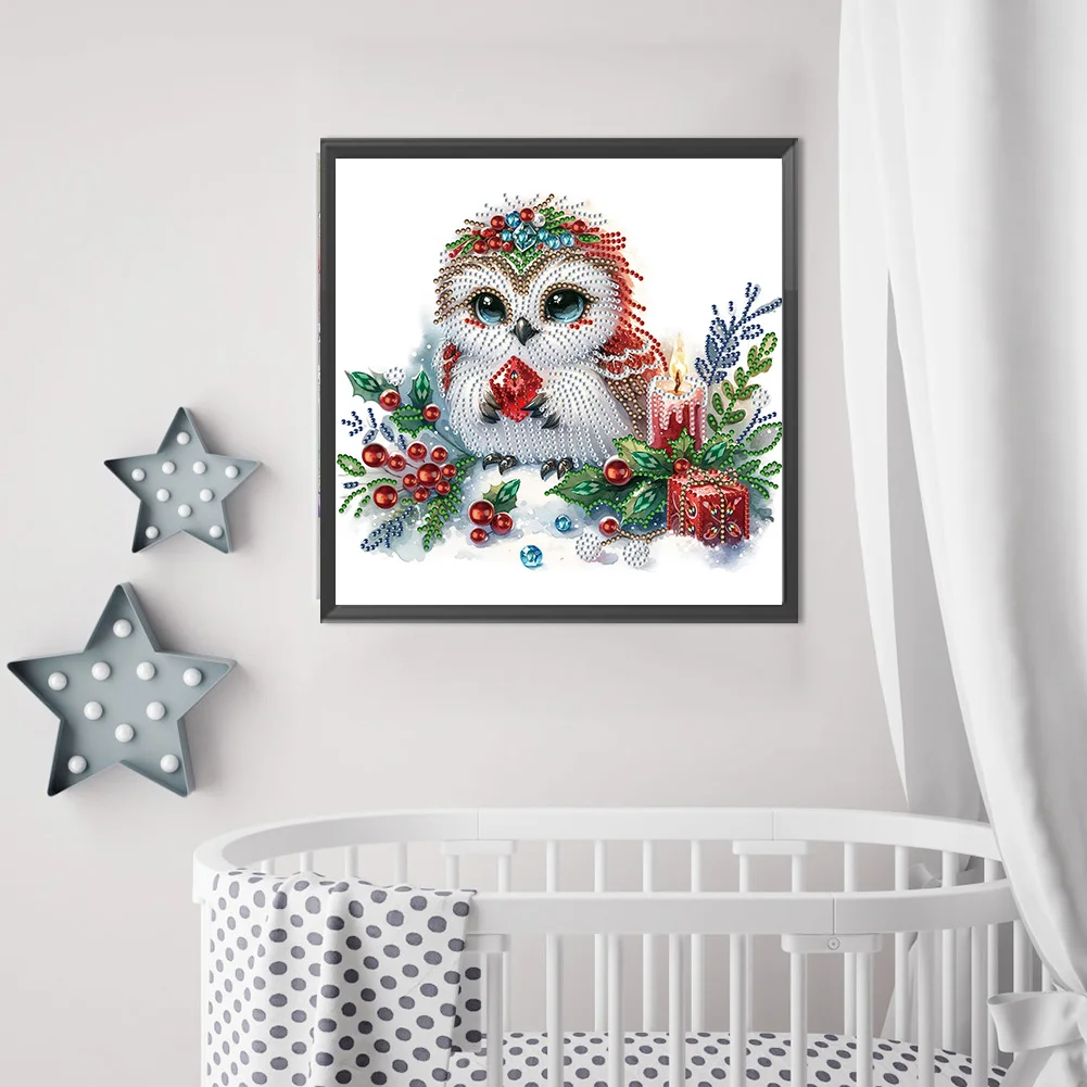 Diamond Painting - Partial Special Shaped Drill - Winter Owl(Canvas|30*30cm)