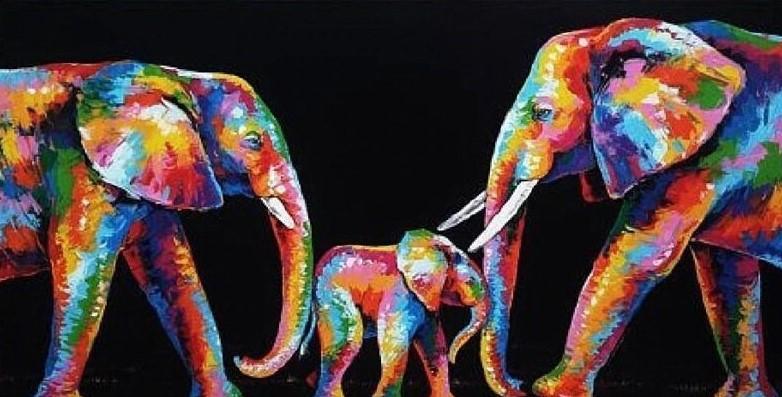 

Colorful Elephant Family – Paint By Numbers - 40*50CM, 501 Original