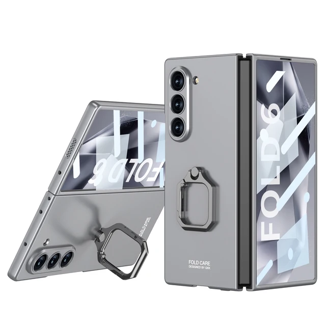 Ultra Thin Hard PC Shockproof Matte Phone Cover for Samsung Galaxy Z Fold 6   Ring Holder