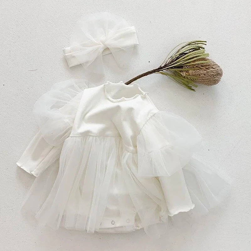 0-3Yrs Spring Kids Boy Girl Long Sleeve Rompers + Hair Band Autumn Infant Baby Girl Newborn Rompers Clothes Baby Girl Rompers