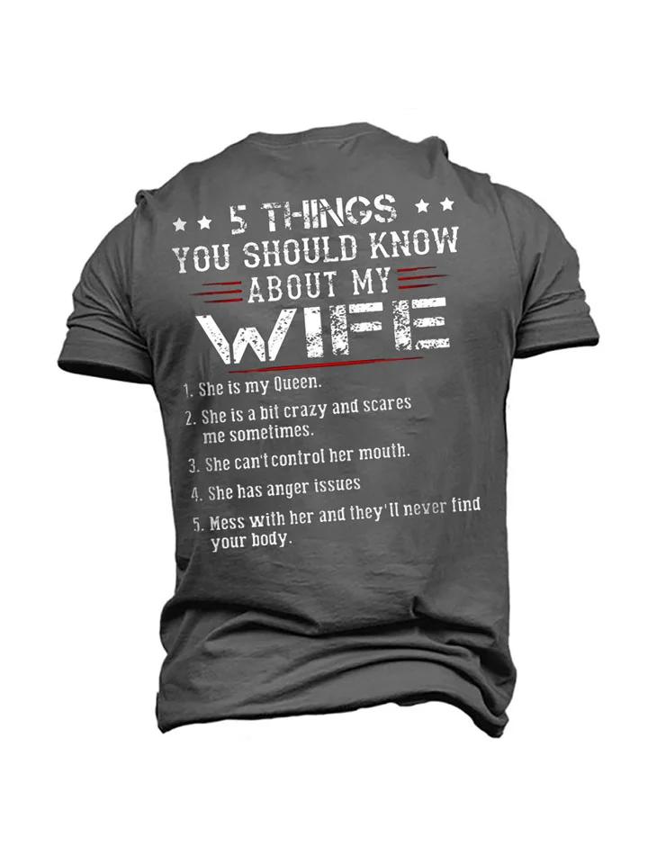 Men's Cotton Short-sleeved Black Round Neck Trendy Printed Pullover T-shirt