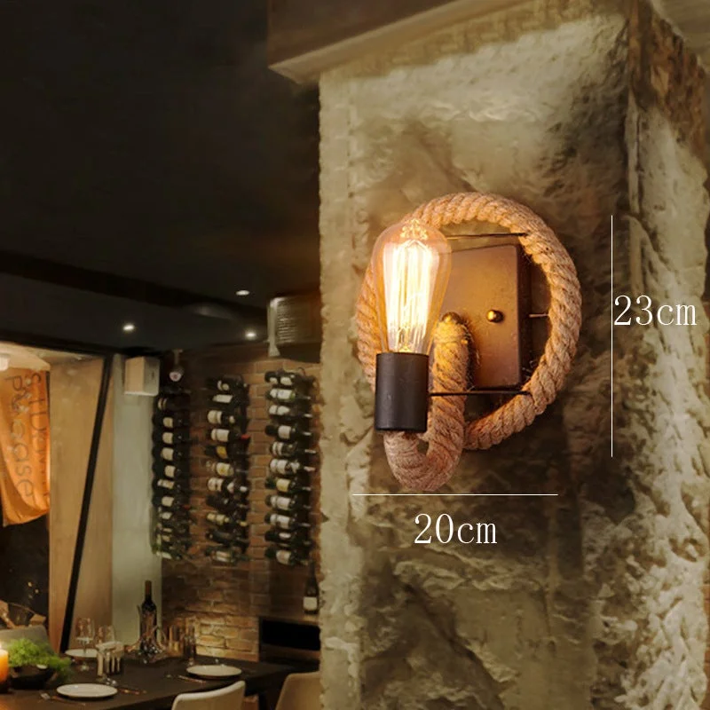 Retro Rope Wall Lamp Creative Personality Rope Wall Lamp Bedroom Restaurant Corridor Bar Cafe Wall Lamp