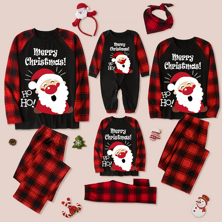 Plaid Santa Printed Family Pajama Sets