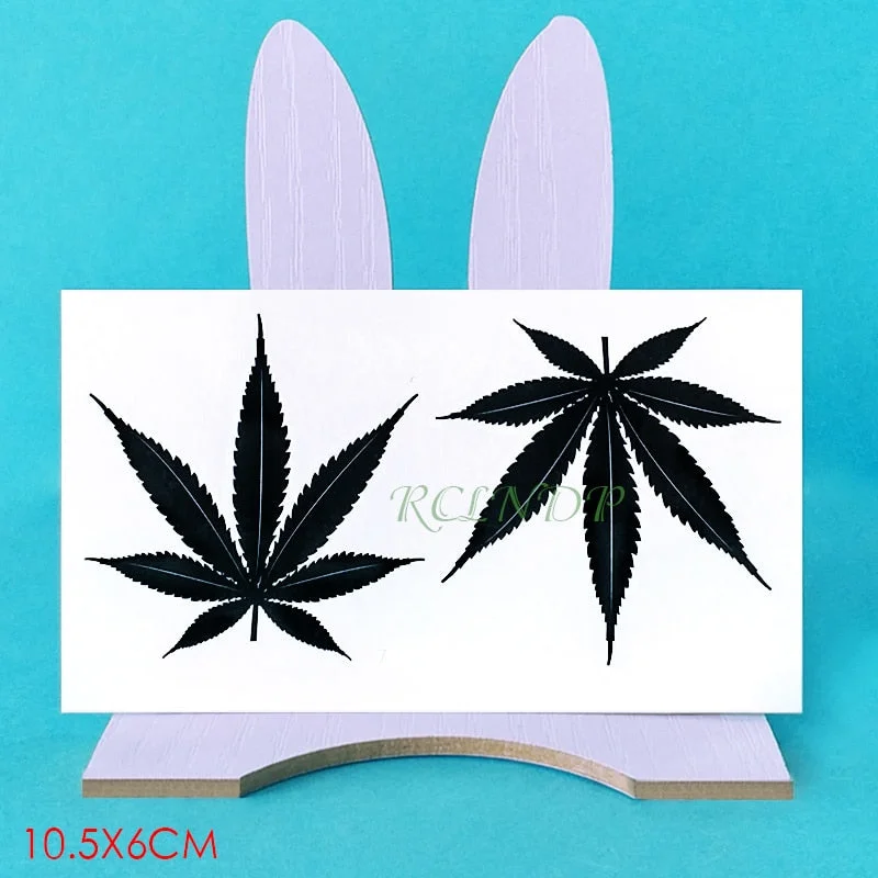 Waterproof Temporary Tattoo Sticker black Clover Maple leaf tattoo flash tatoo fake Water Transfer tatto for Woman Man