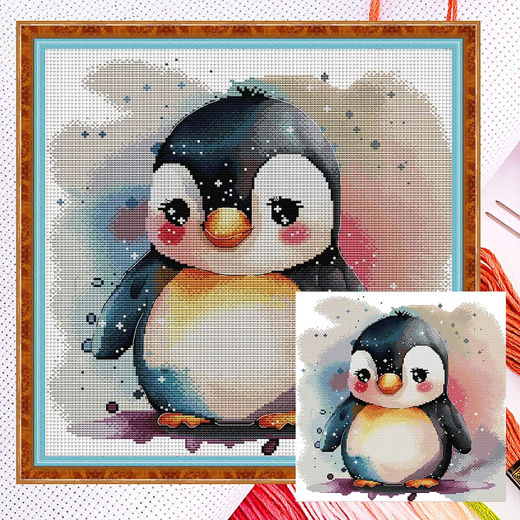 Joy Sunday-Cute Little Penguin 37*40cm(Canvas) 14CT Counted cross stitch gbfke